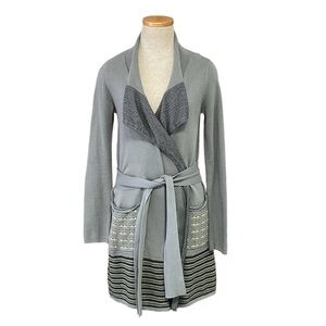 Anthropologie Knitted Dove Cardigan Sweater Womens XS Extra Small Grey Duster